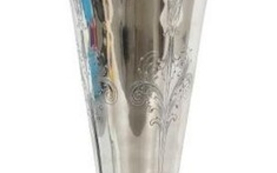 Impressive Amer Sterling Engraved Vase 52 OZT