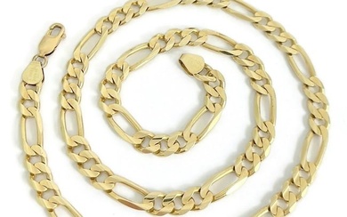 Italian Figaro Chain Necklace 14K Yellow Gold, 21 Inches, 6.8 mm, 40.23 Grams