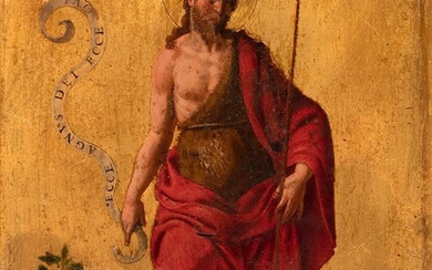 Italian school; ca. 1600. "San Juan Bautista". Oil on gilded bronze.