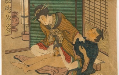 JAPANESE COLORED WOODCUT ON SILK