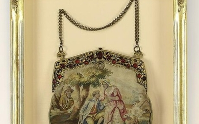 Jeweled tapestry evening purse w/ shadowbox, c. 1915
