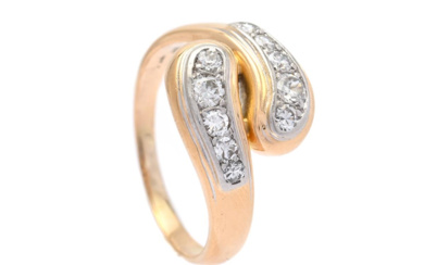 Jewellery Ring RING, 18K gold, 10 old brilliant cut diamon...