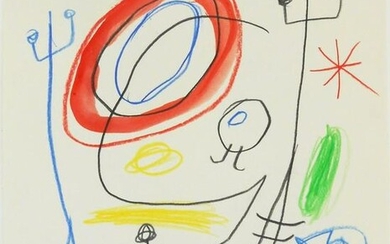 Joan Miro (1893-1983) Colored Pencil & Watercolor