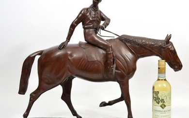 Jockey on Racehorse Bronze Sculpture