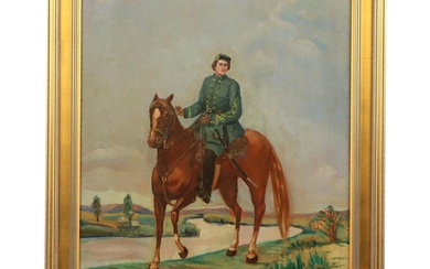 Jules Askin Portrait Oil Painting of Solider on Horse