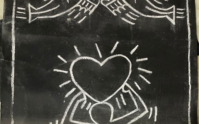 Keith Haring Original subway Chalk Drawing COA