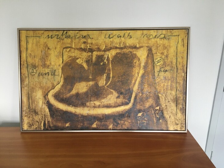 Kim Boll: Composition. Signed verso Kim Boll. Oil on canvas. 140×85 cm.