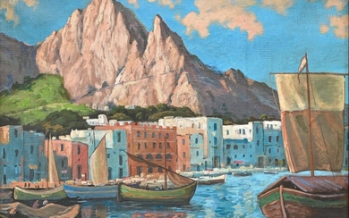 Konstantin Ivanovich GORBATOV (1876 - 1945) Port de Capri huile sur toile,...