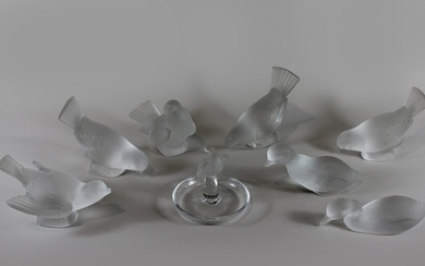 Konvolut bestehend aus acht Glasvögeln, Lalique