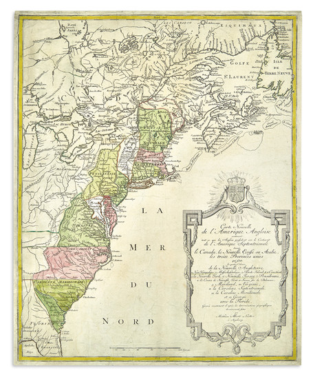 LOTTER, MATHIAS ALBRECHT. Carte Nouvelle de l'Amerique Angloise ... sur le Continent de...