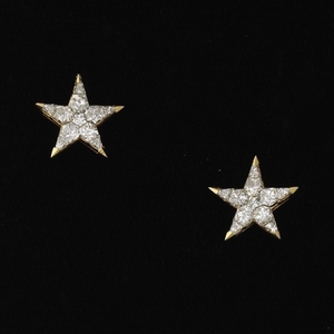 Ladies' Gold and Diamond Pair of Star Earrings