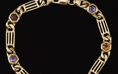 Ladies' Vintage Gold and Gem Stones Bracelet