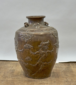 Large Antique Southeast Asian Moulded 'Dragon' Jar