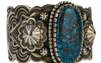 Large Arnold Blackgoat Sterling & Turquoise Bracelet