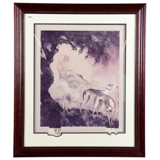 Lithograph, Louis Icart, Gust of Wind