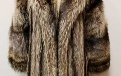 Long Silver Raccoon Fur Coat