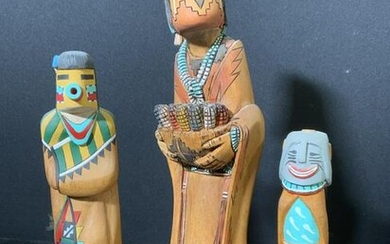 Lot 3 Hand Carved Native American Kachina Figures