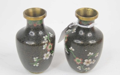 Lot details A pair of small Chinese cloisonne enamel vases,...