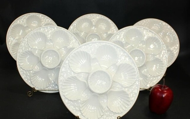 Lot of 6 French Longchamp oyster plates