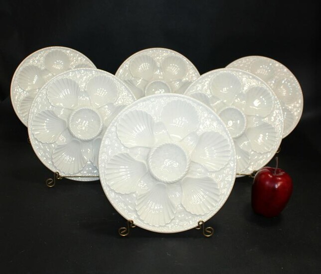 Lot of 6 French Longchamp oyster plates