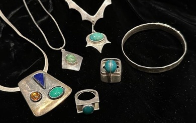 Lot of Sterling Silver Contemporary Green Jewelry