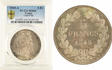 Louis-Philippe I, 5 francs IIIe type Domard, 1845 Paris, PCGS...