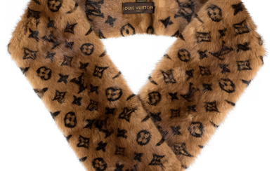 Louis Vuitton Brown & Black Monogram Mink Stole Condition:...
