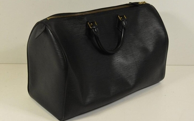 Louis Vuitton small black leather travel bag