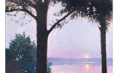 MARTIN HOFFMAN SUNSET THROUGHT THE TREES PAINTING