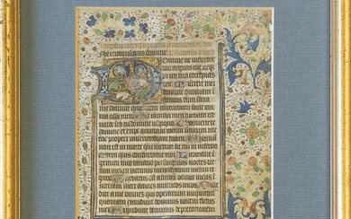 MINIATURE. Leaves from a Book of Hours in Latin, illuminated manuscript on parchment.