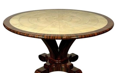 Macassar Ebony Wood and Shagreen, Center / Dining Table, Brass, Ruhlmann Style