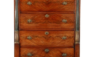 (-), Mahogany veneer on oak Empire 6 drawer...