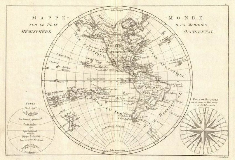 Mappe-monde sur le plan dun Méridien, hemisphere