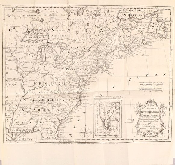 "[Maps in Book] A New Map of the British Dominions in North America; with the Limits of the Governments Annexed Thereto by the Late Treaty of Peace... [bound in] The Annual Register, or a View of the History, Politicks, and Literature…", Kitchin, Thomas