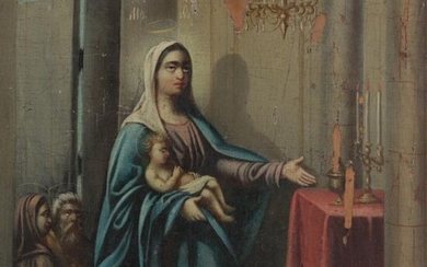 Mary & Jesus at an Altar, possibly Russian, 19th C