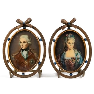 Miniature Portraits in Brass Frames