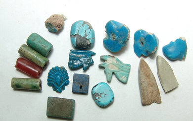 Mixed group of Egyptian faience objects, Late Period