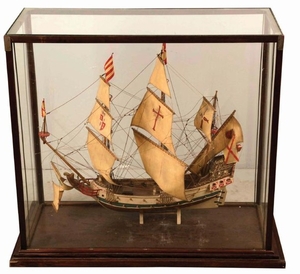 Model Ship in Display Case.