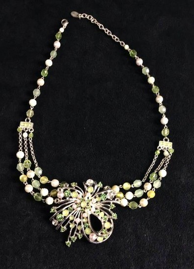 Modern Costume Jewelry Necklace Beaded Green