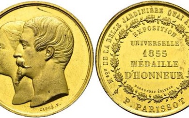Napoleon III. 1852-1871 - Lot 5 Stück; a) AE-Medaille (vergoldet)...