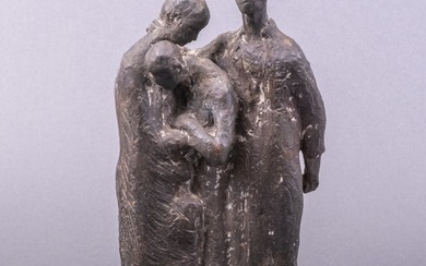 Nathanael Neujean - Gepatineerd bronzen beeld: groep van 3 figuren