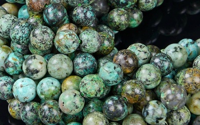 Natural African Turquoise Gemstone 4 mm Round Smooth Plain Beads...