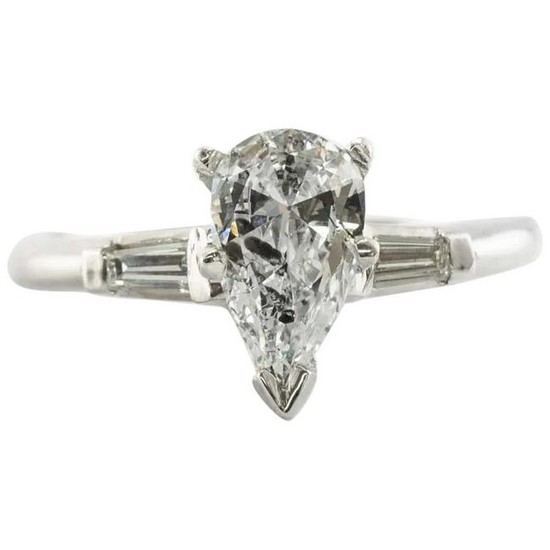 Natural Diamond Ring Engagement Marquise Baguette