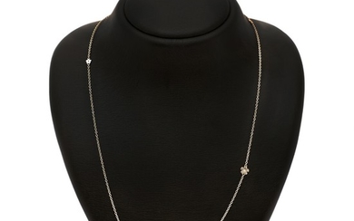 Ole Lynggaard: A diamond “Lace” necklace set with three brilliant-cut diamonds. L. 80 cm.