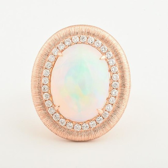 Opal, Diamond, 14k Rose Gold Ring.