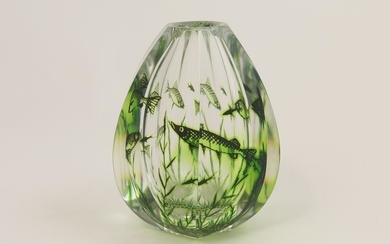 Orrefors Graal glass vase, by Edward Hald, of heavy...