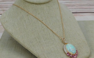 Oscar Friedman 14 Kt Opal and Sapphire Necklace