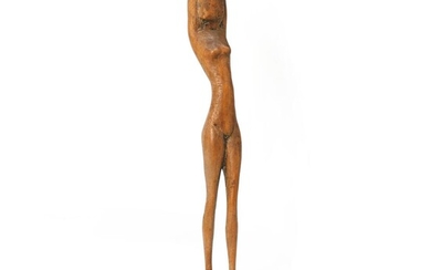 SOLD. Otto Pedersen: Standing woman. Signed at the buttom. Sculpture in wood. H. 52 cm. – Bruun Rasmussen Auctioneers of Fine Art