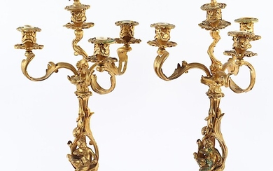 PAAR GIRANDOLEN, Bronze, vergoldet