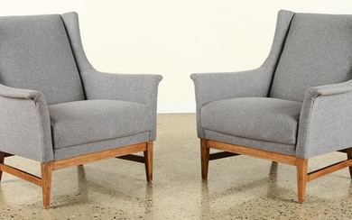 PAIR FRENCH MID CENTURY MODERN LOUNGE CHAIRS 1950